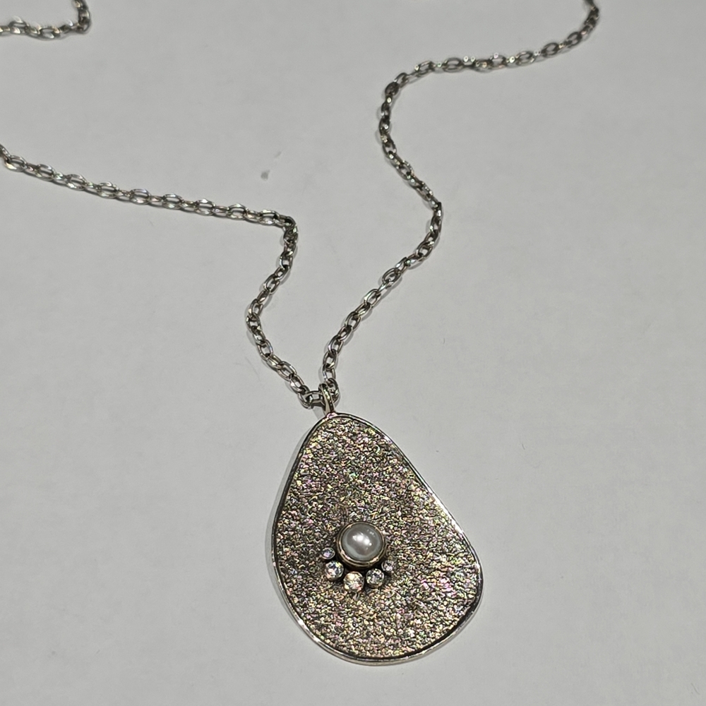 Silpada 925 Sterling Silver CZ Pearl Necklace - Picture 2 of 9